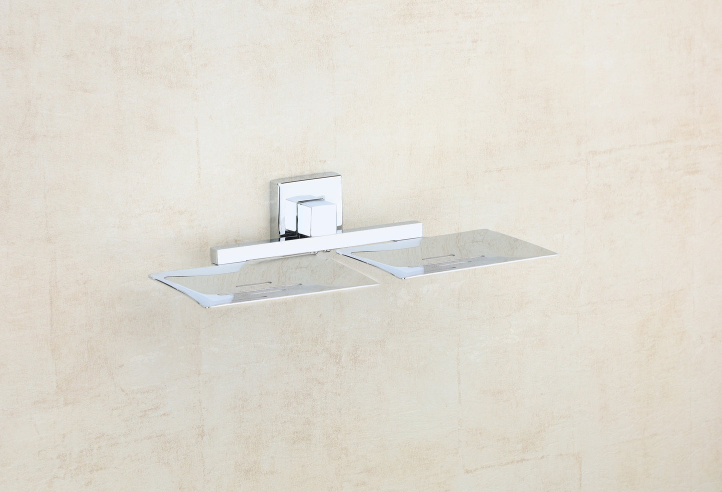 VELVYT Premium Stainless Steel Dual Soap Stand for Bathroom | Wall Mounted Soap Holder for Bathroom | Rust Resistant Double Soap Dish Holder | Modern Bathroom Fitting – Chrome Finish