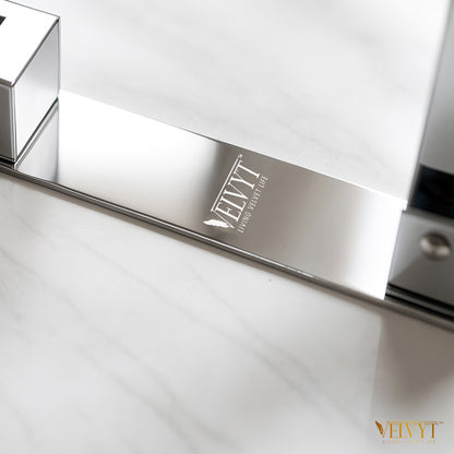 VELVYT Premium Stainless Steel Bathroom Towel Hanger for Wall | Dual Folding Towel Rack in Bathroom & Bathroom Hangers for Clothes| 24 Inch | Space Saving - Chrome Finish