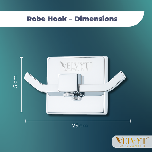 VELVYT Premium Stainless Steel Robe Hook | Door Hooks for Clothes | Cloth Hanger for Bathroom | Hooks for Bathroom Wall | Rust Resistant Bathroom Accessories – Chrome Finish