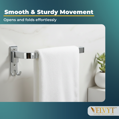 VELVYT Premium Stainless Steel Towel Holder in Bathroom | Napkin Holder for Wash Basin | Towel Hanger for Wash Basin | Rust Resistant Hand Towel Hanger | Chrome Finish Bathroom & Kitchen Accessory