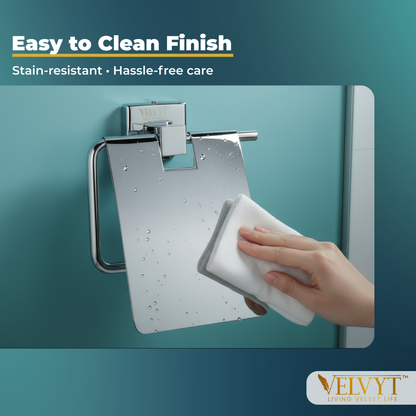 VELVYT Premium Stainless Steel Toilet Paper Stand for Bathroom | Rust Resistant Tissue Dispenser | Wall Mounted Toilet Paper Holder | Chrome Finish Bathroom Accessory