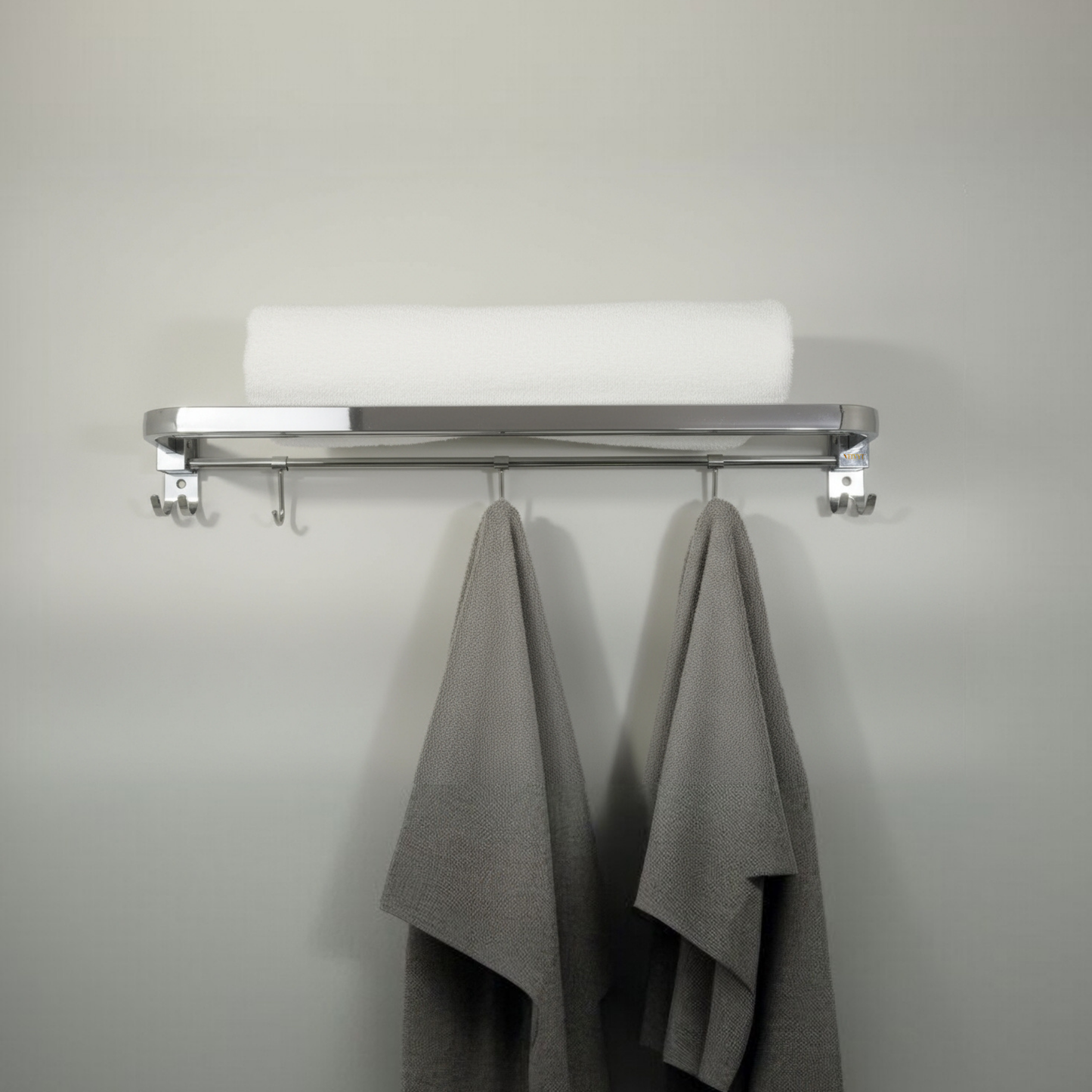 VELVYT Premium Stainless Steel Towel Holder in Bathroom | Folding Towel Rack for Bathroom | Rust Resistant Cloth Hanger for Wall | Bathroom Hangers for Clothes | 24 Inch | Space Saving-Chrome Finish