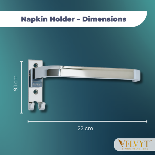 VELVYT Premium Stainless Steel Towel Holder in Bathroom | Napkin Holder for Wash Basin | Towel Hanger for Wash Basin | Rust Resistant Hand Towel Hanger | Chrome Finish Bathroom & Kitchen Accessory