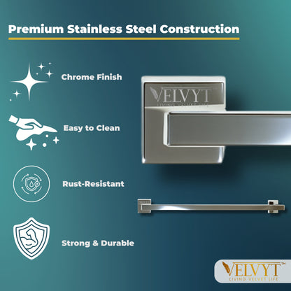 VELVYT Premium Stainless Steel Towel Holder in Bathroom | 24 Inch Towel Rod for Bathroom | Rust Resistant Cloth Hanger for Wall | Bathroom Towel Hanger for Wall | Bathroom Accessories – Chrome Finish