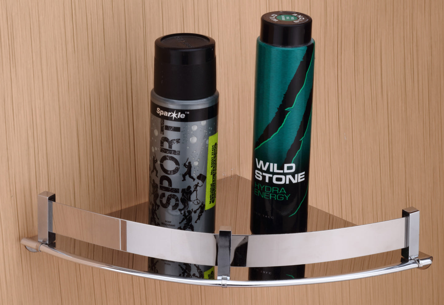 VELVYT Premium Stainless Steel Round Wall Shelf | Wall Mounted Shelves for Washroom | Organizer for Toiletries | Rust Resistant Corner Shelf | Chrome Finish Space Saving Stand