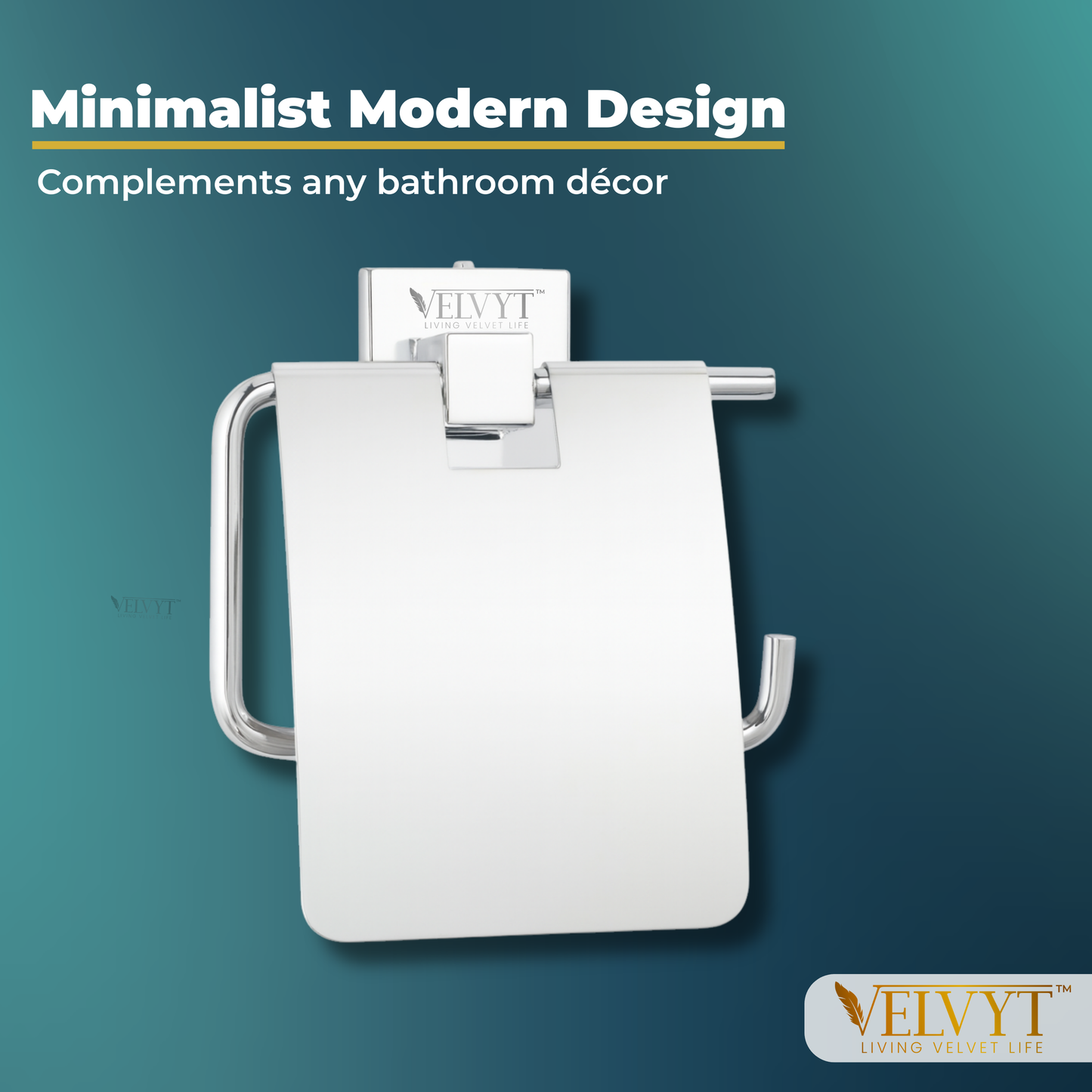 VELVYT Premium Stainless Steel Toilet Paper Stand for Bathroom | Rust Resistant Tissue Dispenser | Wall Mounted Toilet Paper Holder | Chrome Finish Bathroom Accessory