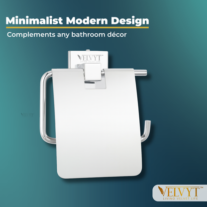 VELVYT Premium Stainless Steel Toilet Paper Stand for Bathroom | Rust Resistant Tissue Dispenser | Wall Mounted Toilet Paper Holder | Chrome Finish Bathroom Accessory
