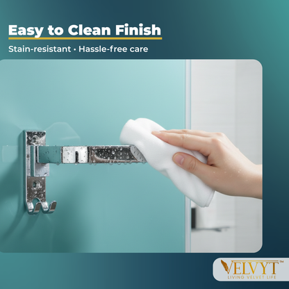 VELVYT Premium Stainless Steel Towel Holder in Bathroom | Napkin Holder for Wash Basin | Towel Hanger for Wash Basin | Rust Resistant Hand Towel Hanger | Chrome Finish Bathroom & Kitchen Accessory