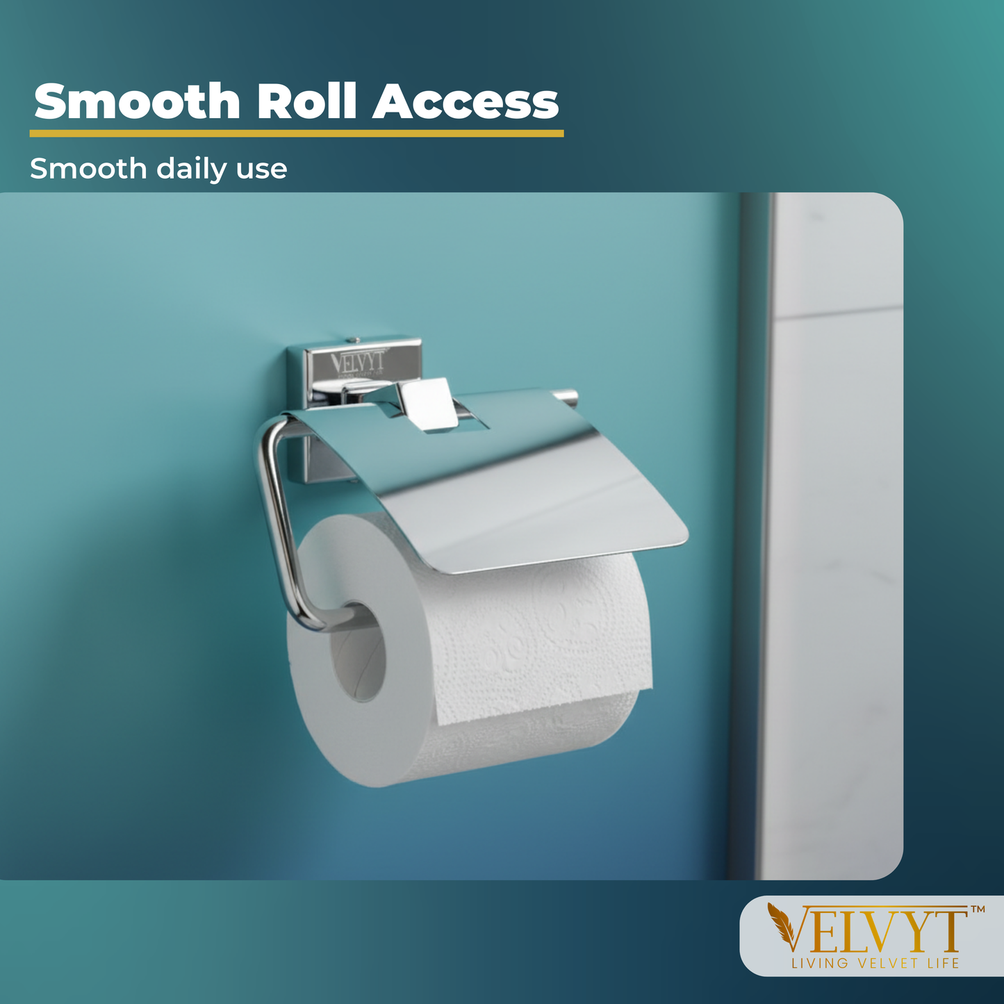 VELVYT Premium Stainless Steel Toilet Paper Stand for Bathroom | Rust Resistant Tissue Dispenser | Wall Mounted Toilet Paper Holder | Chrome Finish Bathroom Accessory