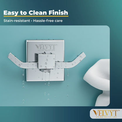 VELVYT Premium Stainless Steel Robe Hook | Door Hooks for Clothes | Cloth Hanger for Bathroom | Hooks for Bathroom Wall | Rust Resistant Bathroom Accessories – Chrome Finish