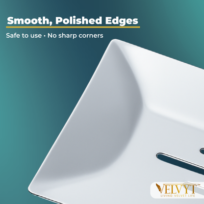 VELVYT Premium Stainless Steel Soap Stand for Bathroom | Wall Mounted Soap Holder for Bathroom | Rust Resistant Soap Dish Holder for Bathroom | Elegant Bathroom Fitting – Chrome Finish