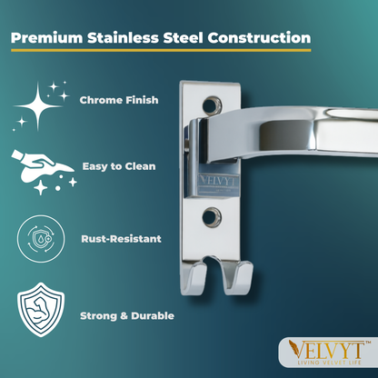 VELVYT Premium Stainless Steel Towel Holder in Bathroom | Napkin Holder for Wash Basin | Towel Hanger for Wash Basin | Rust Resistant Hand Towel Hanger | Chrome Finish Bathroom & Kitchen Accessory