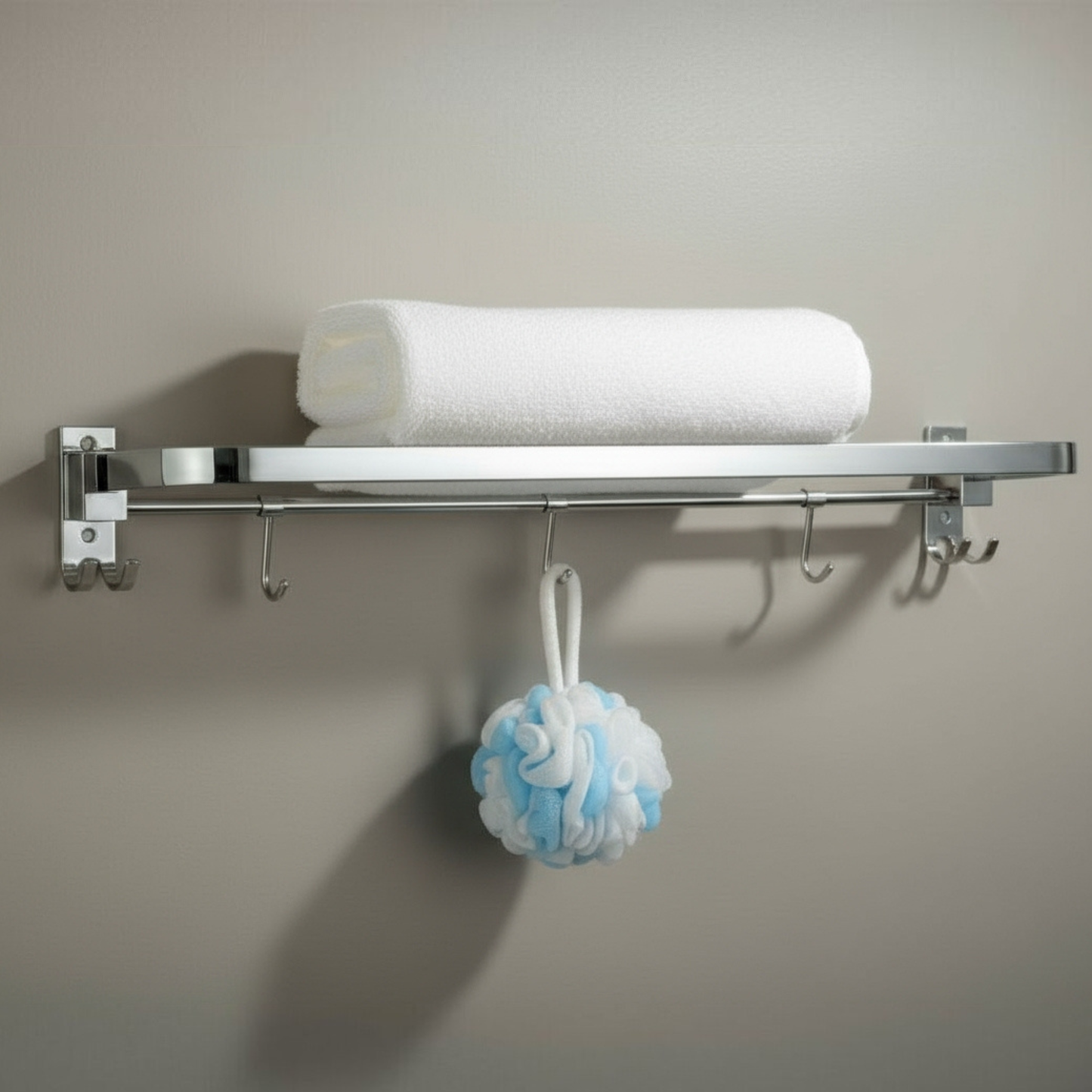 VELVYT Premium Stainless Steel Towel Holder in Bathroom | Folding Towel Rack for Bathroom | Rust Resistant Cloth Hanger for Wall | Bathroom Hangers for Clothes | 24 Inch | Space Saving-Chrome Finish