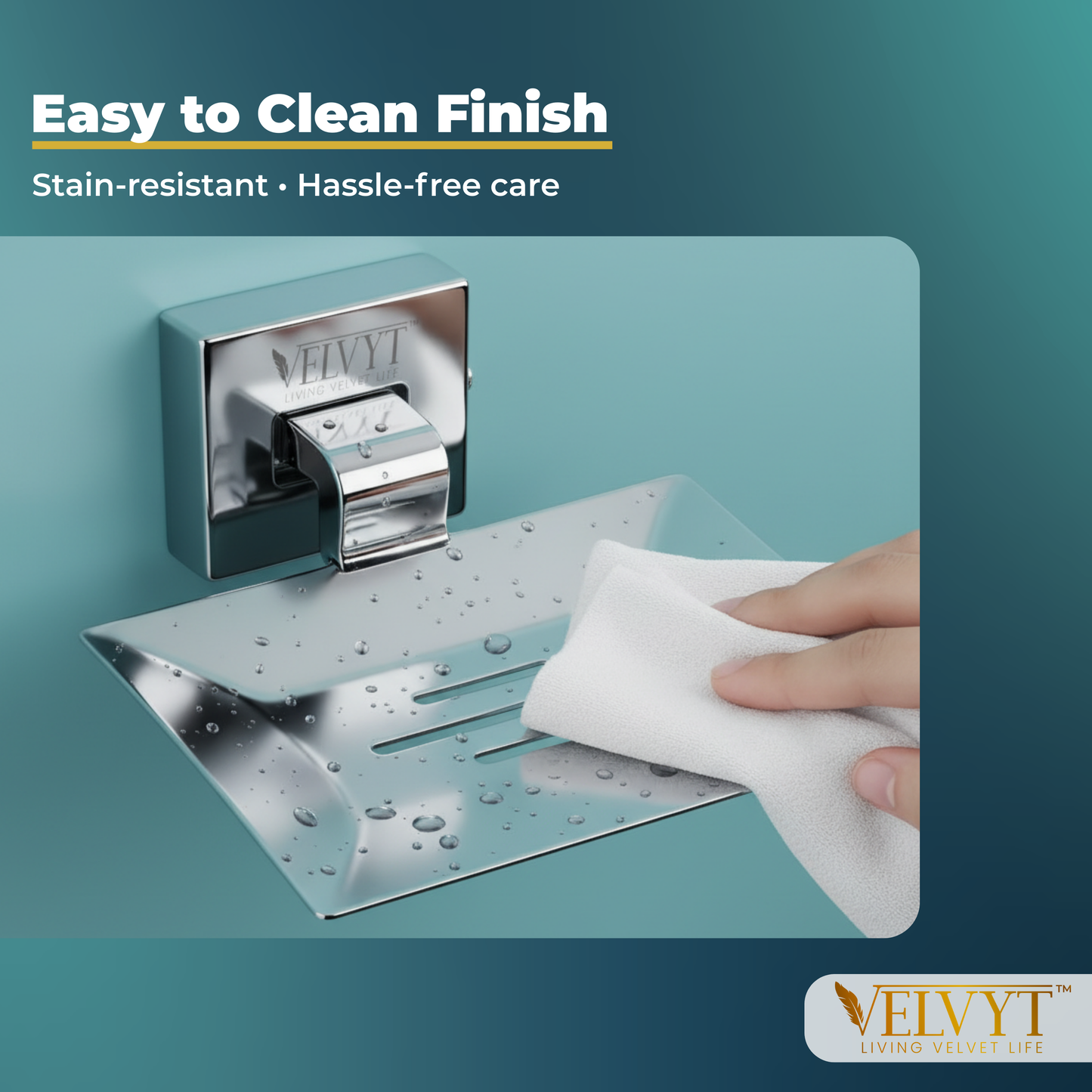 VELVYT Premium Stainless Steel Soap Stand for Bathroom | Wall Mounted Soap Holder for Bathroom | Rust Resistant Soap Dish Holder for Bathroom | Elegant Bathroom Fitting – Chrome Finish