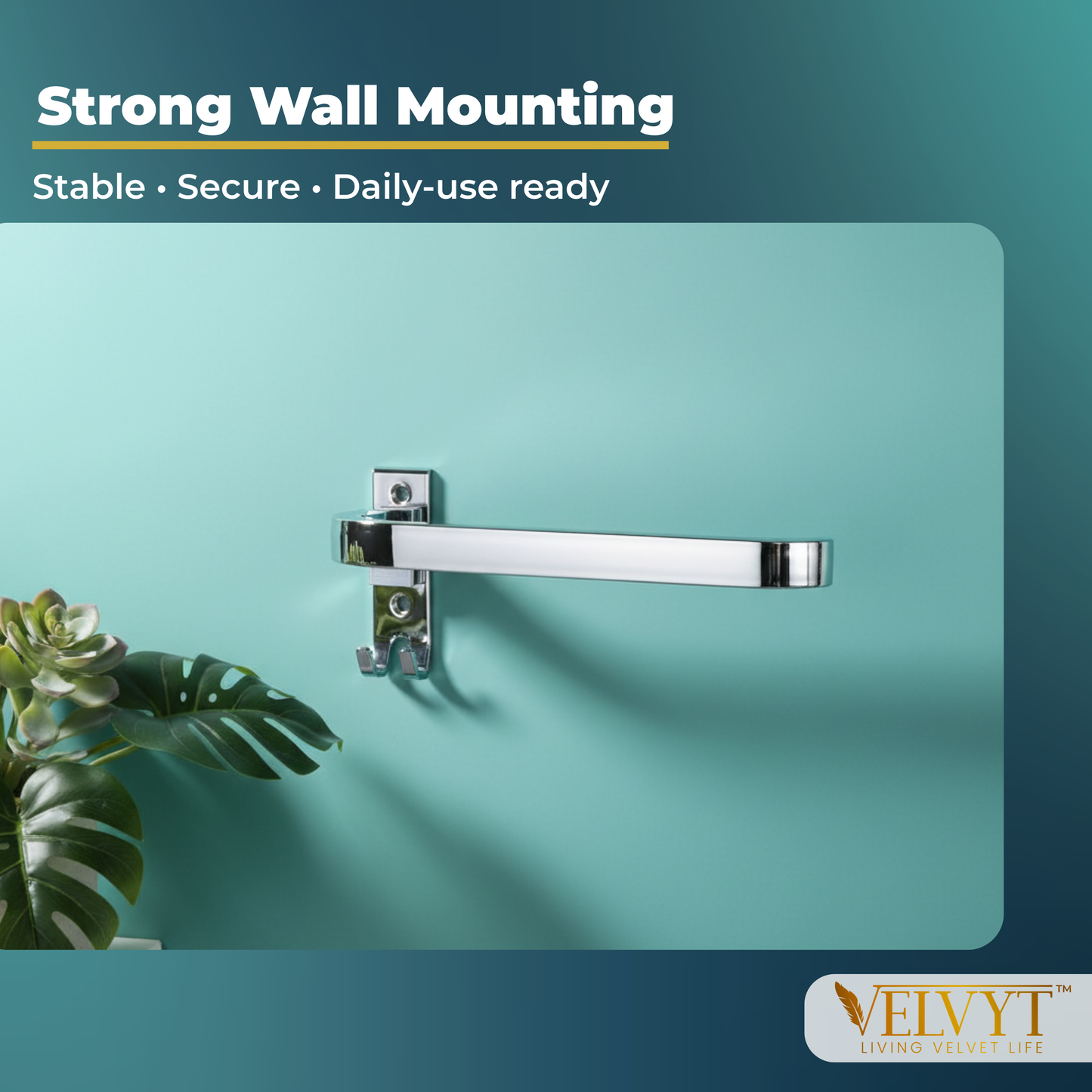 VELVYT Premium Stainless Steel Towel Holder in Bathroom | Napkin Holder for Wash Basin | Towel Hanger for Wash Basin | Rust Resistant Hand Towel Hanger | Chrome Finish Bathroom & Kitchen Accessory