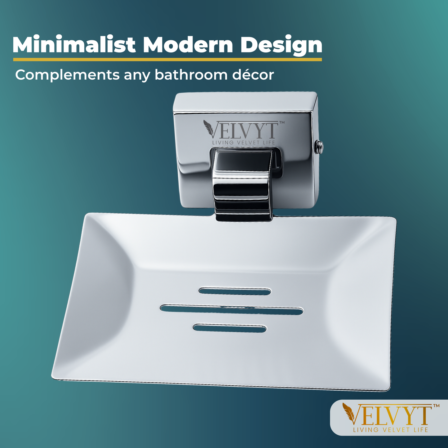 VELVYT Premium Stainless Steel Soap Stand for Bathroom | Wall Mounted Soap Holder for Bathroom | Rust Resistant Soap Dish Holder for Bathroom | Elegant Bathroom Fitting – Chrome Finish