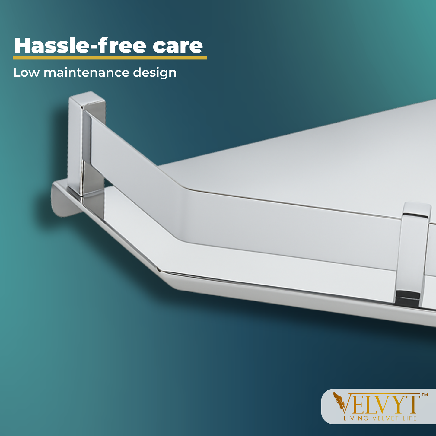 VELVYT Premium Stainless Steel Diamond Wall Shelf | Wall Mounted Shelves for Washroom | Organizer for Toiletries | Rust Resistant Corner Shelf | Chrome Finish Space Saving Stand