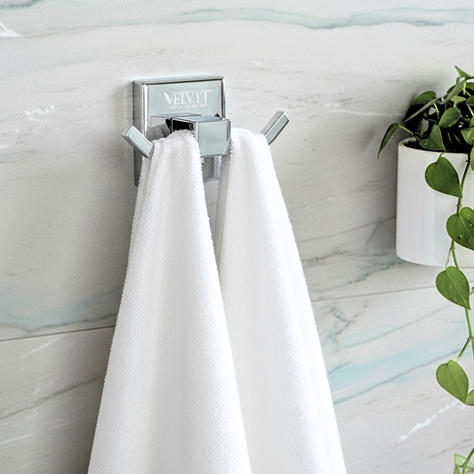 VELVYT Premium Stainless Steel Robe Hook | Door Hooks for Clothes | Cloth Hanger for Bathroom | Hooks for Bathroom Wall | Rust Resistant Bathroom Accessories – Chrome Finish