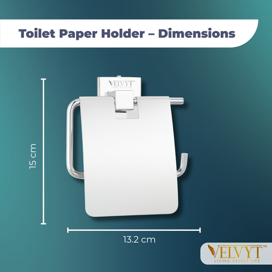 VELVYT Premium Stainless Steel Toilet Paper Stand for Bathroom | Rust Resistant Tissue Dispenser | Wall Mounted Toilet Paper Holder | Chrome Finish Bathroom Accessory