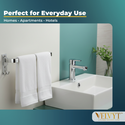 VELVYT Premium Stainless Steel Towel Holder in Bathroom | Napkin Holder for Wash Basin | Towel Hanger for Wash Basin | Rust Resistant Hand Towel Hanger | Chrome Finish Bathroom & Kitchen Accessory