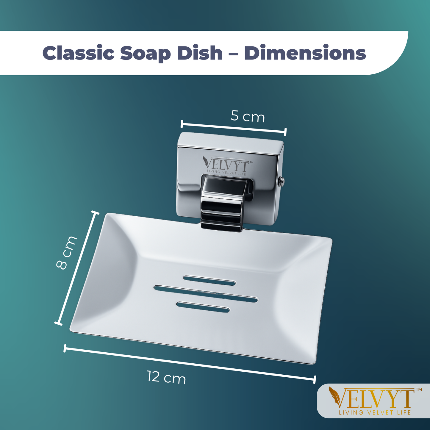 VELVYT Premium Stainless Steel Soap Stand for Bathroom | Wall Mounted Soap Holder for Bathroom | Rust Resistant Soap Dish Holder for Bathroom | Elegant Bathroom Fitting – Chrome Finish