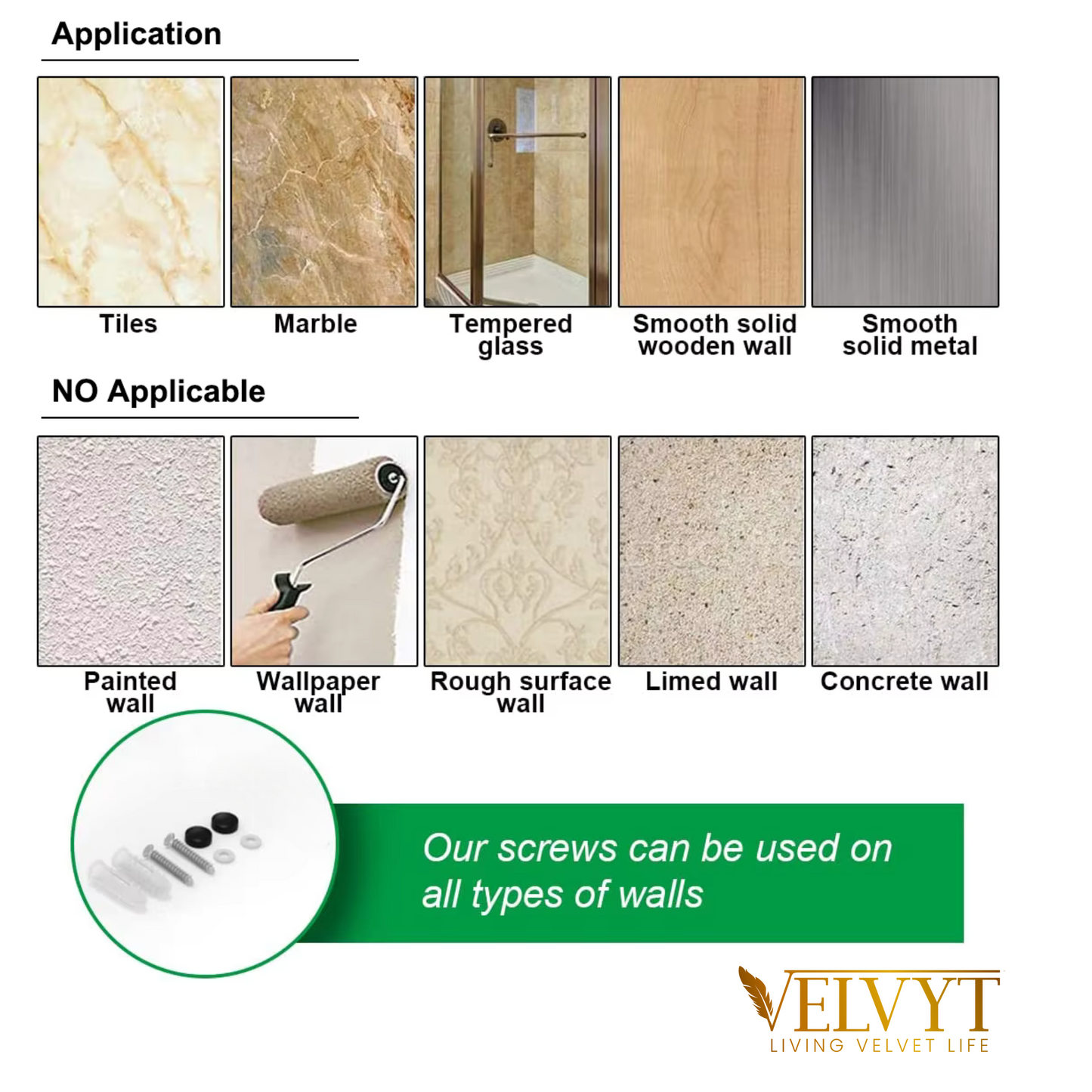 VELVYT Aluminium Bathroom Shelves, Bathroom Organiser Without Drill, Self-Adhesive Multipurpose Wall Mounted Bathroom Shelf & Kitchen Organizer, Bathroom Rack (Pack of 2)