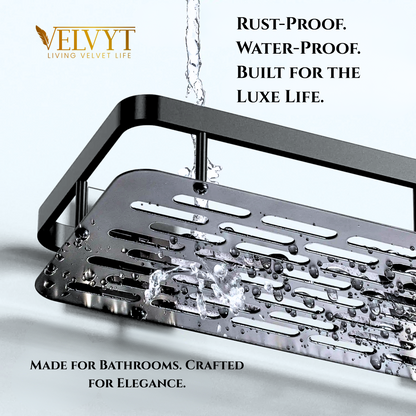 VELVYT Aluminium Bathroom Shelves, Bathroom Organiser Without Drill, Self-Adhesive Multipurpose Wall Mounted Bathroom Shelf & Kitchen Organizer, Bathroom Rack (Pack of 2)