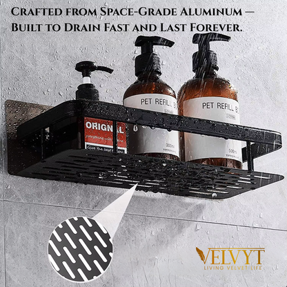 VELVYT Aluminium Bathroom Shelves, Bathroom Organiser Without Drill, Self-Adhesive Multipurpose Wall Mounted Bathroom Shelf & Kitchen Organizer, Bathroom Rack (Pack of 2)