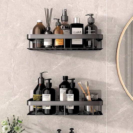 VELVYT Aluminium Bathroom Shelves, Bathroom Organiser Without Drill, Self-Adhesive Multipurpose Wall Mounted Bathroom Shelf & Kitchen Organizer, Bathroom Rack (Pack of 2)
