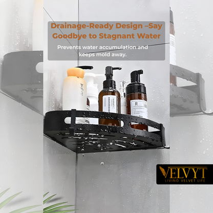 VELVYT Aluminium Bathroom Shelves,Bathroom Organiser Without Drill,Self-Adhesive Multipurpose Wall Mounted Bathroom Shelf & Kitchen Organizer, Bathroom Rack (Pack of 2)