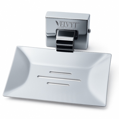 VELVYT Premium Stainless Steel Soap Stand for Bathroom | Wall Mounted Soap Holder for Bathroom | Rust Resistant Soap Dish Holder for Bathroom | Elegant Bathroom Fitting – Chrome Finish