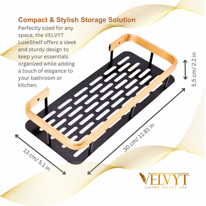 VELVYT Aluminium Bathroom Shelves, Bathroom Organiser Without Drill, Self-Adhesive Multipurpose Wall Mounted Bathroom Shelf & Kitchen Organizer, Bathroom Rack (Pack of 2)