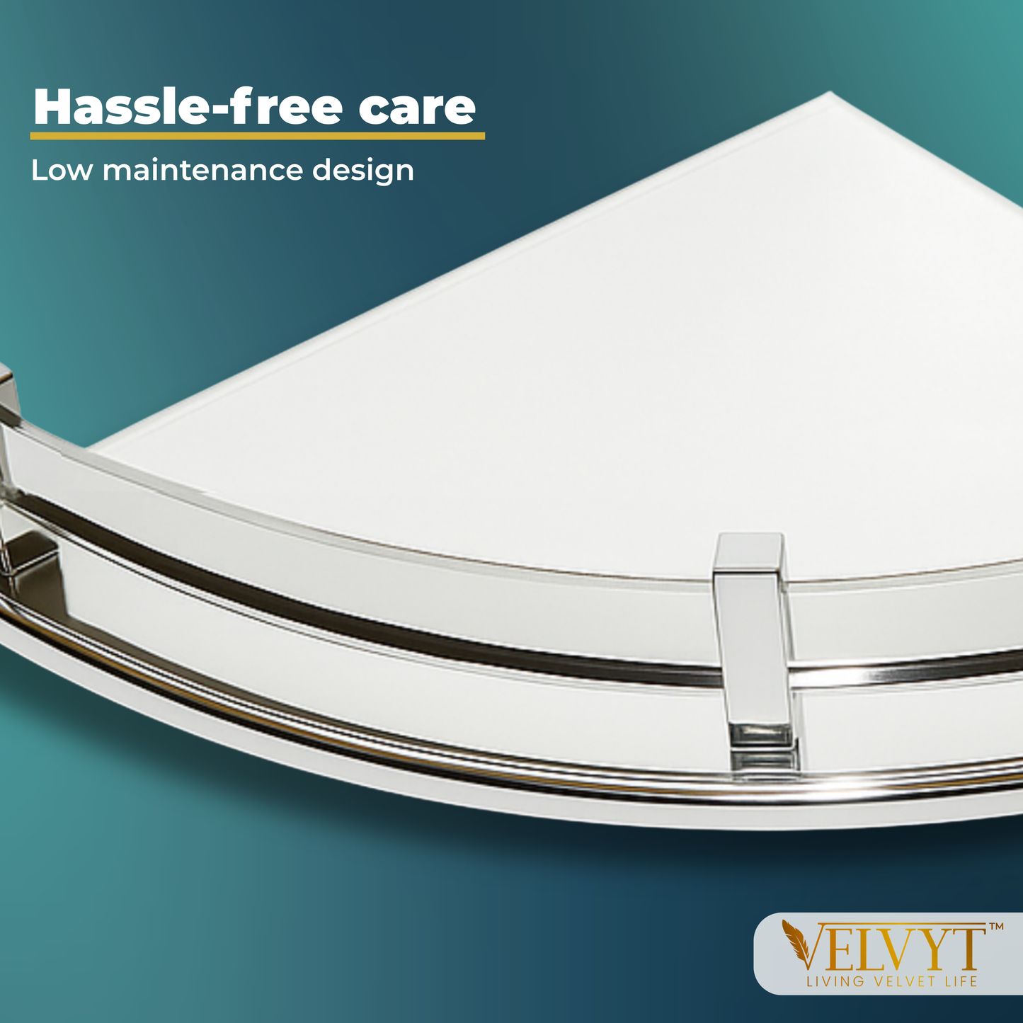 VELVYT Premium Stainless Steel Round Wall Shelf | Wall Mounted Shelves for Washroom | Organizer for Toiletries | Rust Resistant Corner Shelf | Chrome Finish Space Saving Stand