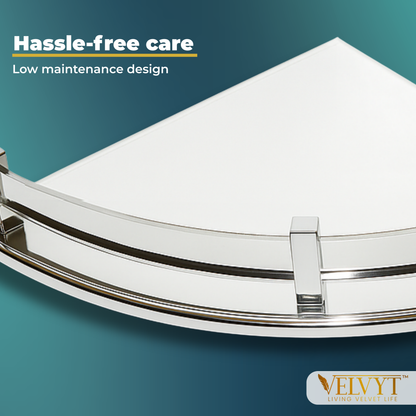 VELVYT Premium Stainless Steel Round Wall Shelf | Wall Mounted Shelves for Washroom | Organizer for Toiletries | Rust Resistant Corner Shelf | Chrome Finish Space Saving Stand