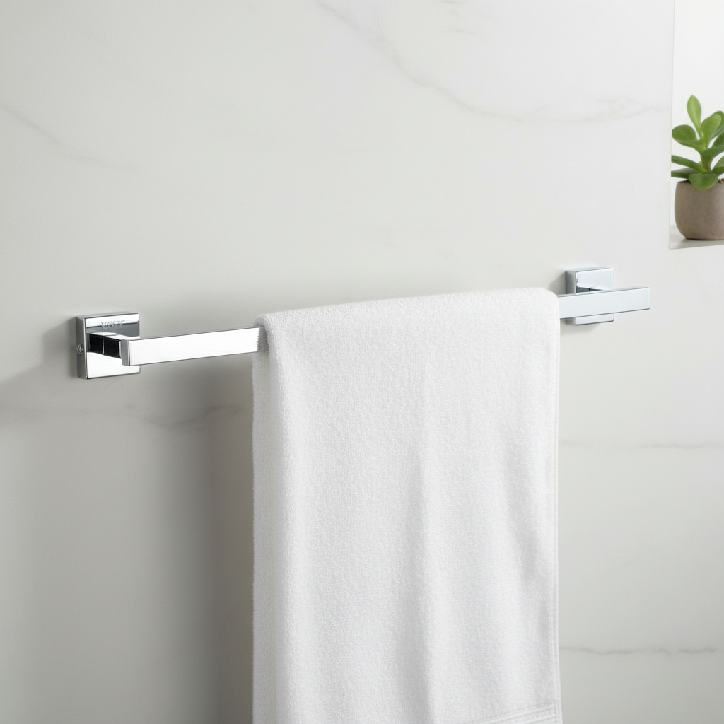 VELVYT Premium Stainless Steel Towel Holder in Bathroom | 24 Inch Towel Rod for Bathroom | Rust Resistant Cloth Hanger for Wall | Bathroom Towel Hanger for Wall | Bathroom Accessories – Chrome Finish