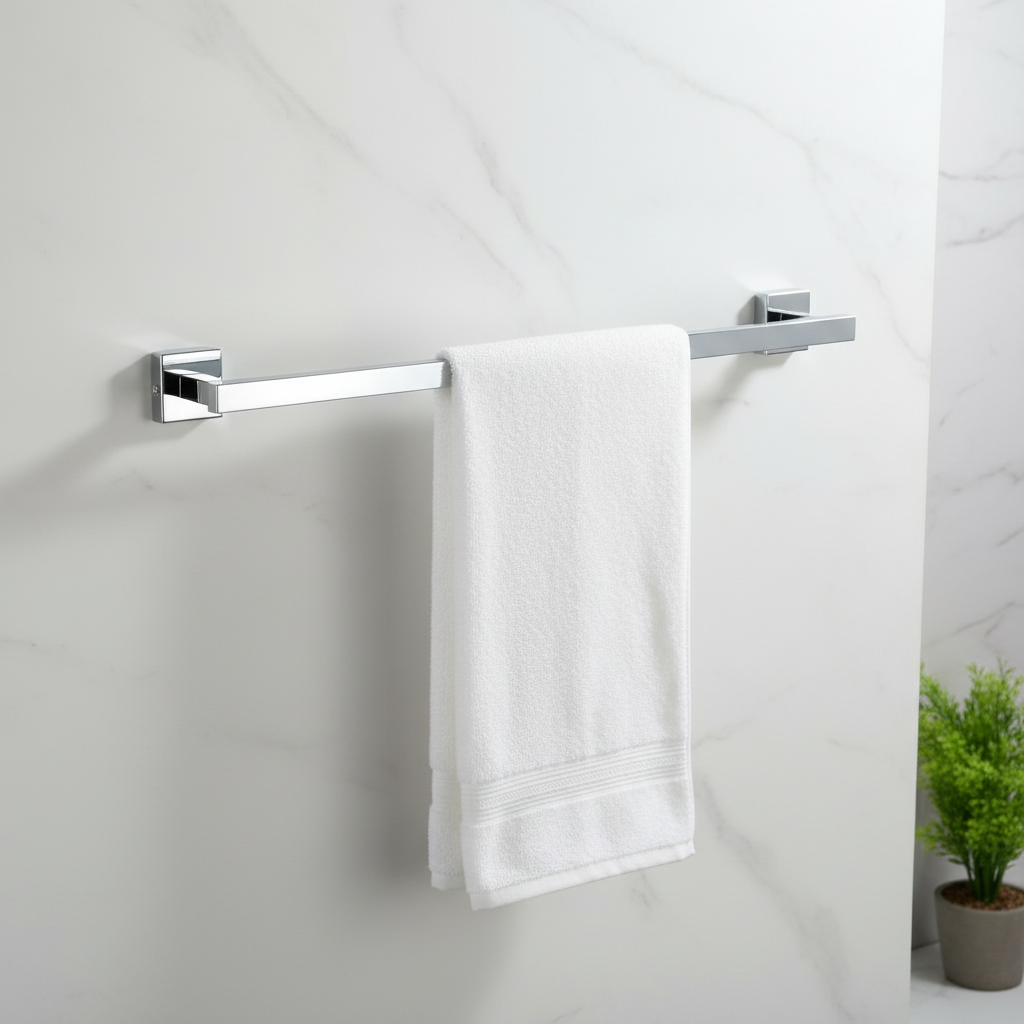 VELVYT Premium Stainless Steel Towel Holder in Bathroom | 24 Inch Towel Rod for Bathroom | Rust Resistant Cloth Hanger for Wall | Bathroom Towel Hanger for Wall | Bathroom Accessories – Chrome Finish