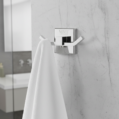 VELVYT Premium Stainless Steel Robe Hook | Door Hooks for Clothes | Cloth Hanger for Bathroom | Hooks for Bathroom Wall | Rust Resistant Bathroom Accessories – Chrome Finish