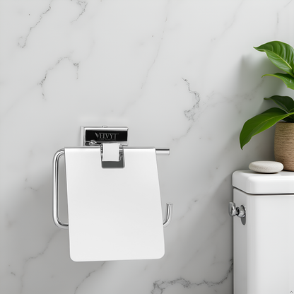 VELVYT Premium Stainless Steel Toilet Paper Stand for Bathroom | Rust Resistant Tissue Dispenser | Wall Mounted Toilet Paper Holder | Chrome Finish Bathroom Accessory