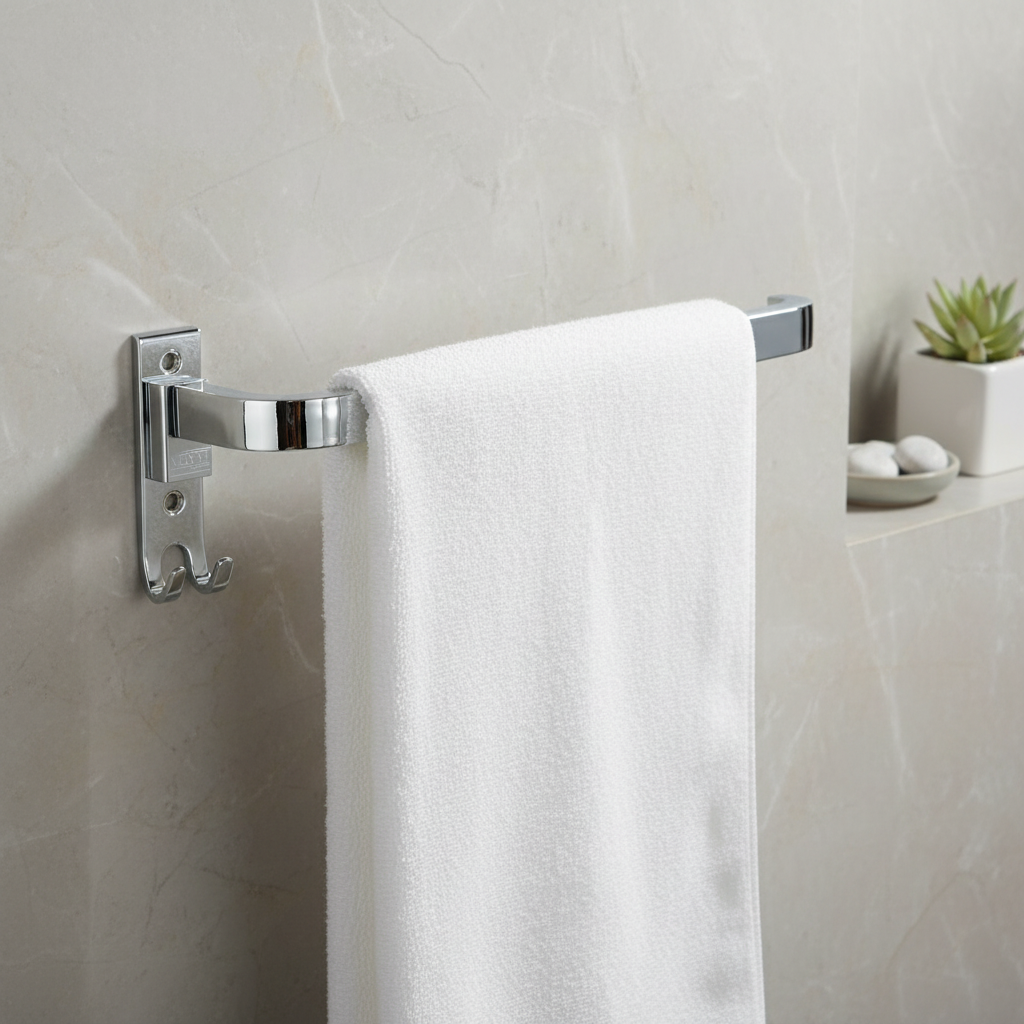 VELVYT Premium Stainless Steel Towel Holder in Bathroom | Napkin Holder for Wash Basin | Towel Hanger for Wash Basin | Rust Resistant Hand Towel Hanger | Chrome Finish Bathroom & Kitchen Accessory