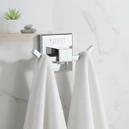 VELVYT Premium Stainless Steel Robe Hook | Door Hooks for Clothes | Cloth Hanger for Bathroom | Hooks for Bathroom Wall | Rust Resistant Bathroom Accessories – Chrome Finish