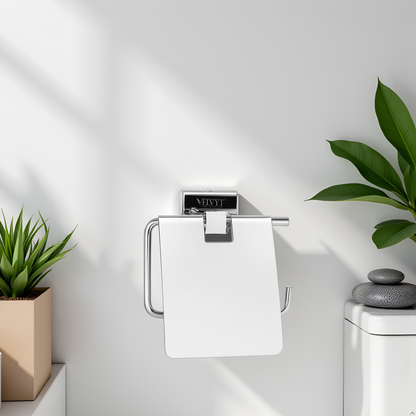 VELVYT Premium Stainless Steel Toilet Paper Stand for Bathroom | Rust Resistant Tissue Dispenser | Wall Mounted Toilet Paper Holder | Chrome Finish Bathroom Accessory