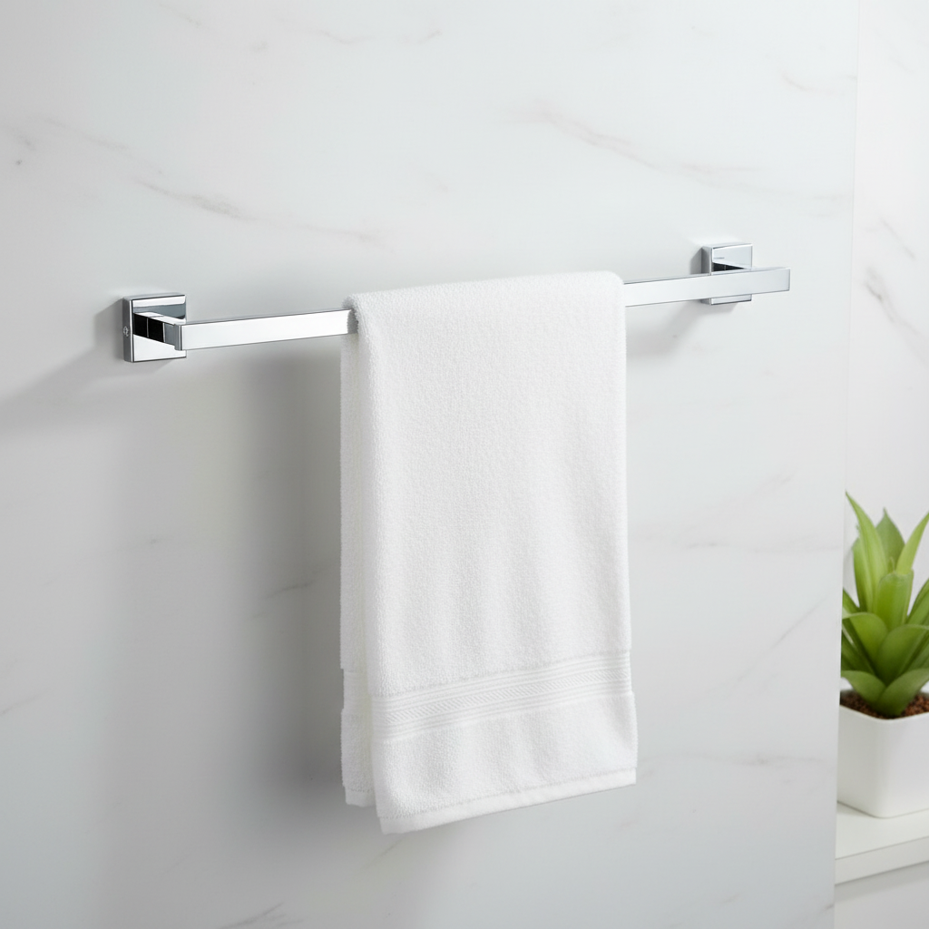 VELVYT Premium Stainless Steel Towel Holder in Bathroom | 24 Inch Towel Rod for Bathroom | Rust Resistant Cloth Hanger for Wall | Bathroom Towel Hanger for Wall | Bathroom Accessories – Chrome Finish