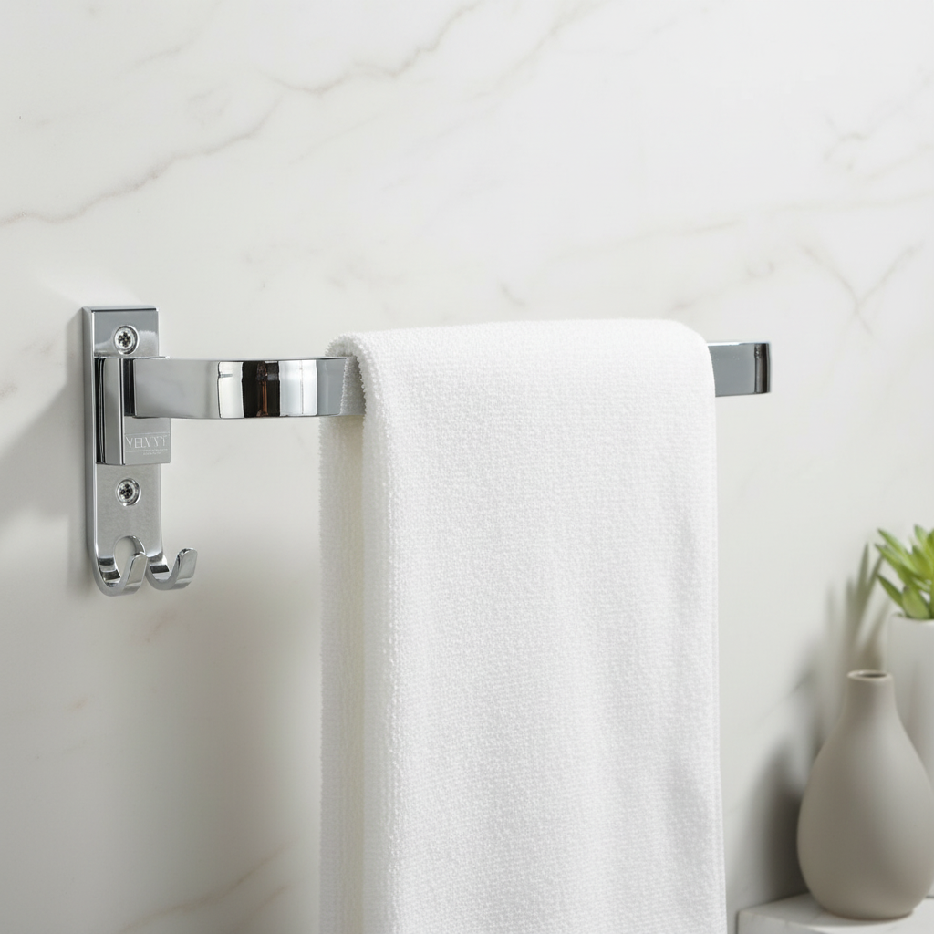 VELVYT Premium Stainless Steel Towel Holder in Bathroom | Napkin Holder for Wash Basin | Towel Hanger for Wash Basin | Rust Resistant Hand Towel Hanger | Chrome Finish Bathroom & Kitchen Accessory