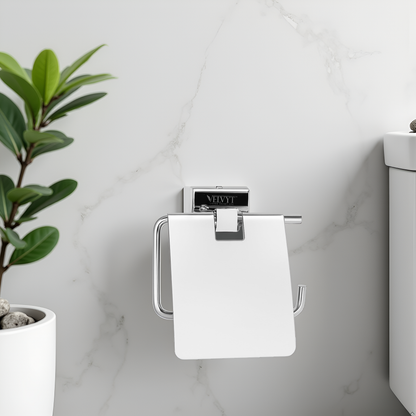 VELVYT Premium Stainless Steel Toilet Paper Stand for Bathroom | Rust Resistant Tissue Dispenser | Wall Mounted Toilet Paper Holder | Chrome Finish Bathroom Accessory