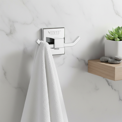 VELVYT Premium Stainless Steel Robe Hook | Door Hooks for Clothes | Cloth Hanger for Bathroom | Hooks for Bathroom Wall | Rust Resistant Bathroom Accessories – Chrome Finish