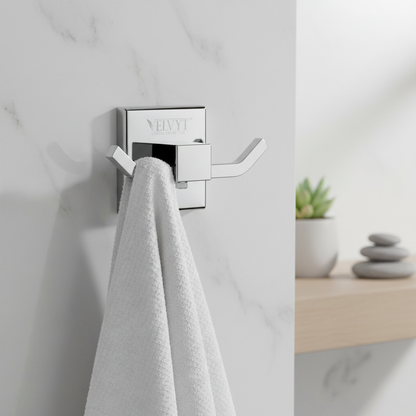 VELVYT Premium Stainless Steel Robe Hook | Door Hooks for Clothes | Cloth Hanger for Bathroom | Hooks for Bathroom Wall | Rust Resistant Bathroom Accessories – Chrome Finish