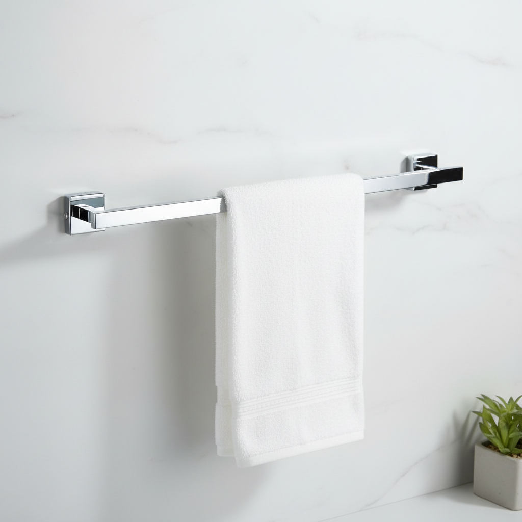 VELVYT Premium Stainless Steel Towel Holder in Bathroom | 24 Inch Towel Rod for Bathroom | Rust Resistant Cloth Hanger for Wall | Bathroom Towel Hanger for Wall | Bathroom Accessories – Chrome Finish