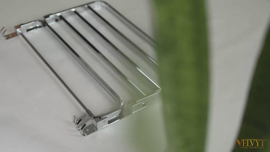 VELVYT Premium Stainless Steel Bathroom Towel Hanger for Wall | Dual Folding Towel Rack in Bathroom & Bathroom Hangers for Clothes| 24 Inch | Space Saving - Chrome Finish