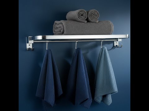 VELVYT Premium Stainless Steel Towel Holder in Bathroom | Folding Towel Rack for Bathroom | Rust Resistant Cloth Hanger for Wall | Bathroom Hangers for Clothes | 24 Inch | Space Saving-Chrome Finish